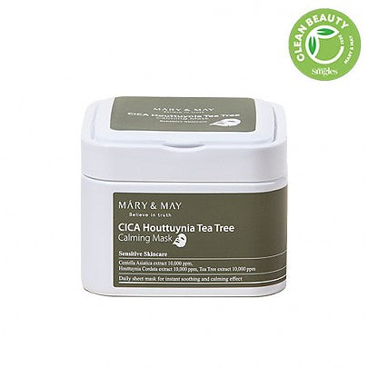 MARY&MAY CICA HOUTTUYNIA TEA TREE CALMING MASK 30PC LAKŠTINĖS VEIDO KAUKĖS grozioplanas.lt