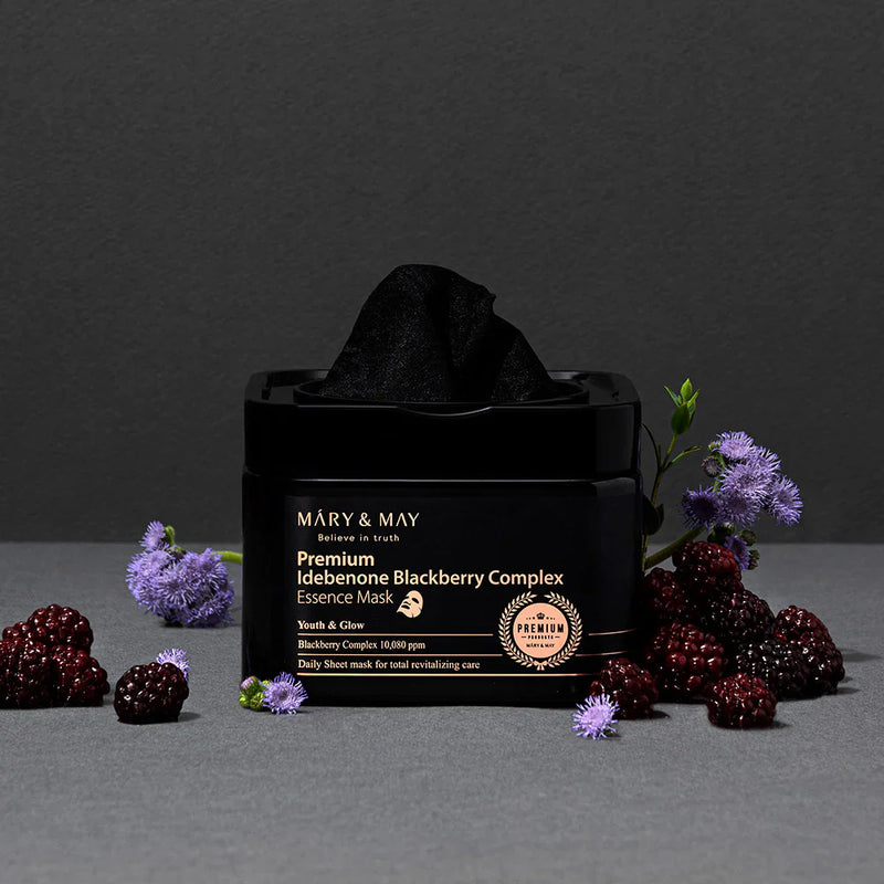 Mary May Premium Idebenon Blackberry Complex Essence Hialurono rūgšties ir gervuogių komplekso kaukės grozioplanas.lt