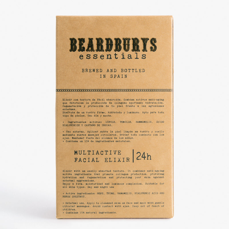 Beardburys Essential Face Multiactive 24h, Daugiafunkcis veido Eliksyras - Drėkinamasis Kremas, vyriška kosmetika, barzdos aliejus, barzdos kremas, barzdos eliksyras