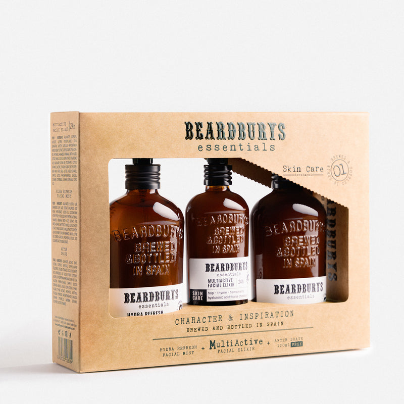 BEARDBURYS Veido Odos Priežiūros Priemonių Rinkinys 3in1, losjonas po skutimosi, vyriška veido dulksna, vyriška kosmetika po skutimosi, barzdos aliejus, barzdos kremas, drėkinantis barzdos eliksyras, barzdos putos, barzdos gelis