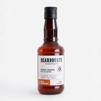 Beardburys Essential Energize Shampoo, Energizuojantis ir Plaukus Stiprinantis Šampūnas, veganiškas šampūnas, šampūnas vyrams, vyriškas šampūnas, šampūnas storiems plaukams, šampūnas žiliems plaukams, šampūnas nuo pleiskanų