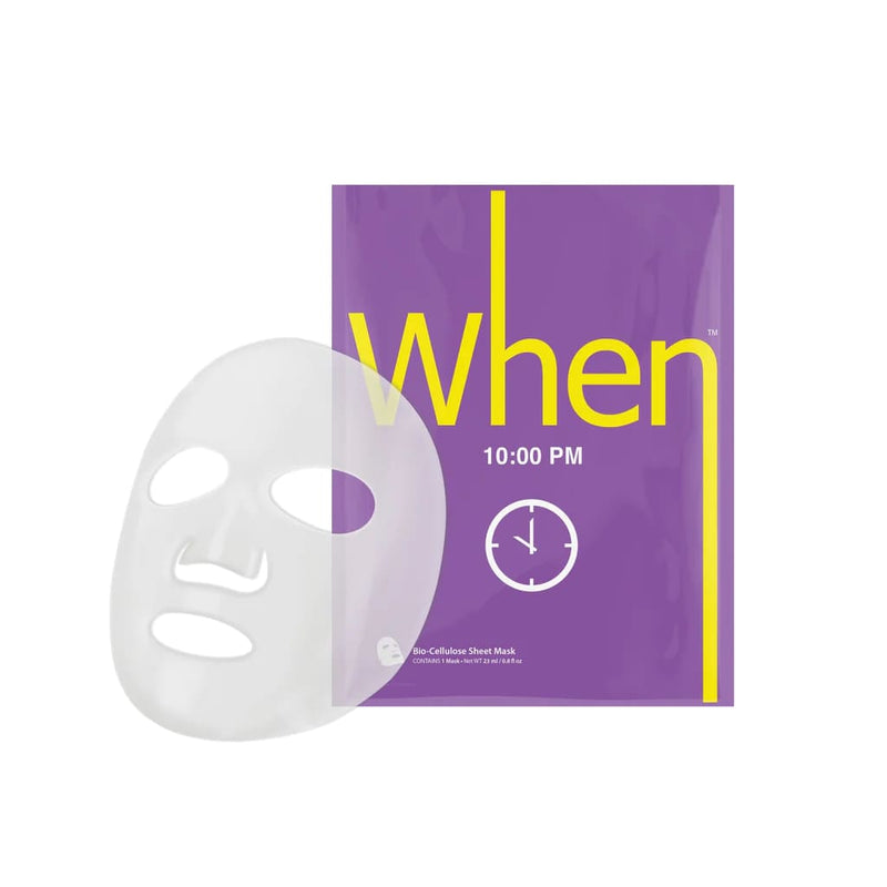 WHEN Beauty 10:00 PM Bio-Cellulose Sheet Face Mask, Priešraukšlinės Premium Klasės Bio-Celiuliozės Lakštinės Veido Kaukės