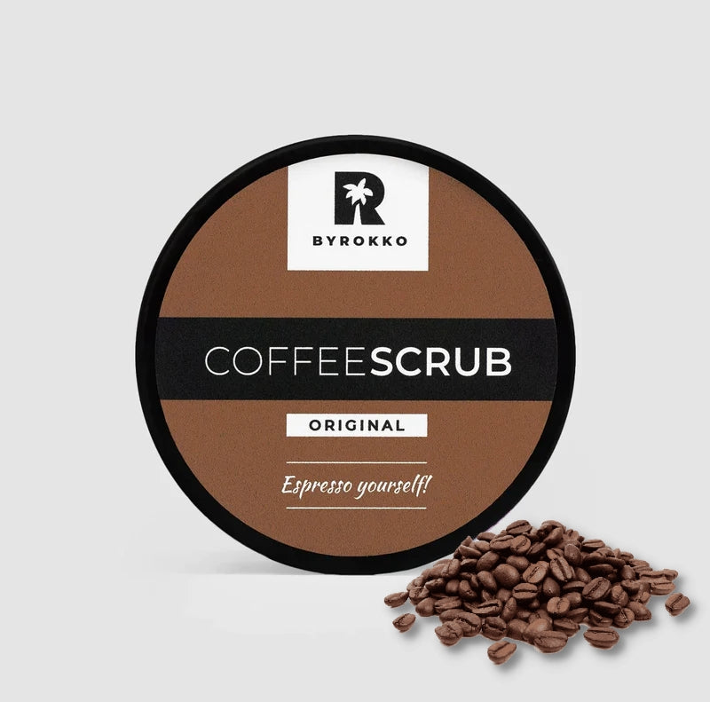 BYROKKO Coffee Scrub Veido ir kūno šveitiklis su 100% naturalia Arabikos kava, mažina celiulita, strijas, stangrina odą