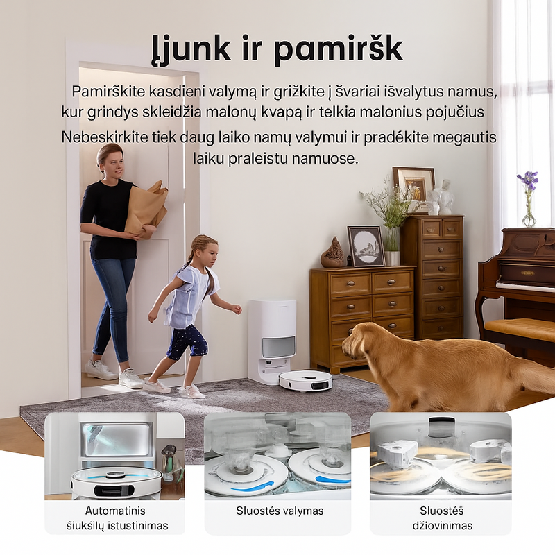 Dulkių Siurblys-Robotas Dreame L10S Plus, Su Plovimo Funkcija, Automatinis Išsivalymas