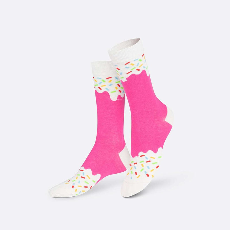 EAT MY SOCKS Frozen Pop Strawberry, Kojinės Braškiniai Ledai ant pagaliuko, žaismingos spalvotos kojinės, Originali dovana vyrams, moterims, vaikams ir paaugliams, universalus dydis, vaisinių ledų formos kojinės