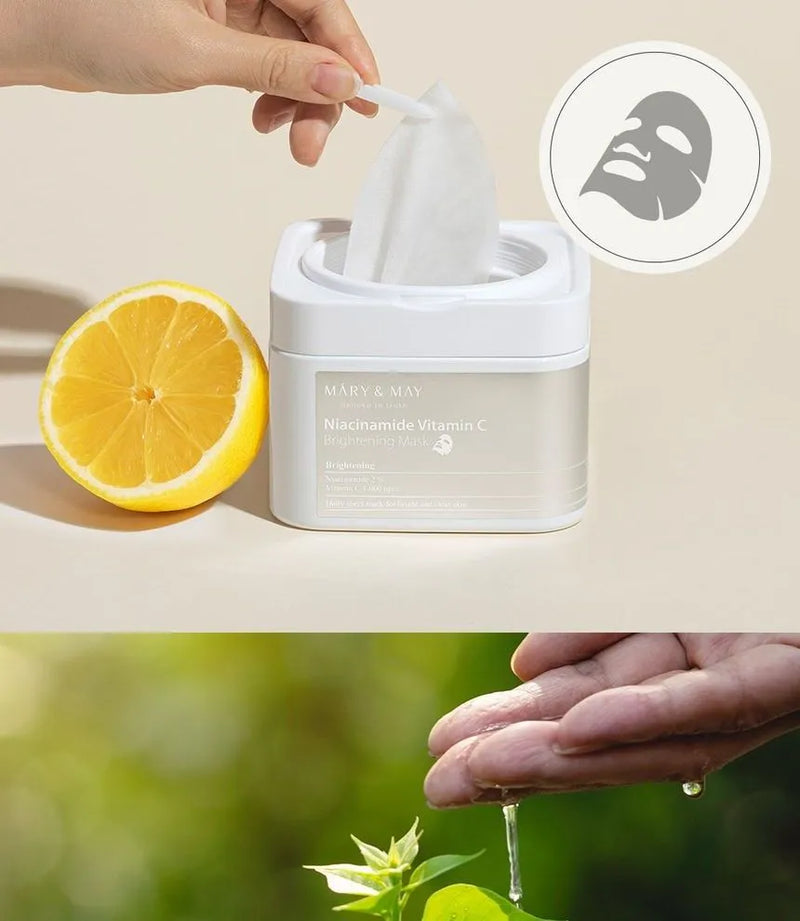 Mary&May - Niacinamide Vitamin C Brightening Mask - 30vnt lakštinių kaukių rinkinys grozioplanas.lt