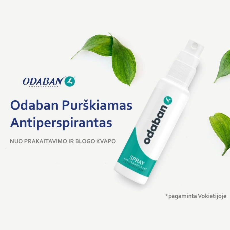 ODABAN Purškiamas Antiperspirantas nuo Prakaitavimo ir nemalonaus prakaito kvapo, tinka jautriai odai, vyrams ir moterims