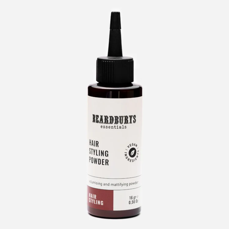 Beardburys Essential Hair Styling Powder, Pudra Plaukų Modeliavimui, plaukų modeliavimo pudra, Plaukų Priežiūros Priemonės, vyriškas plaukų vaškas, stiprus plaukų vaškas, stiprios fiksacijos vyriškas vaškas, plaukų vaškas, stiprios fiksacijos plaukų pudra