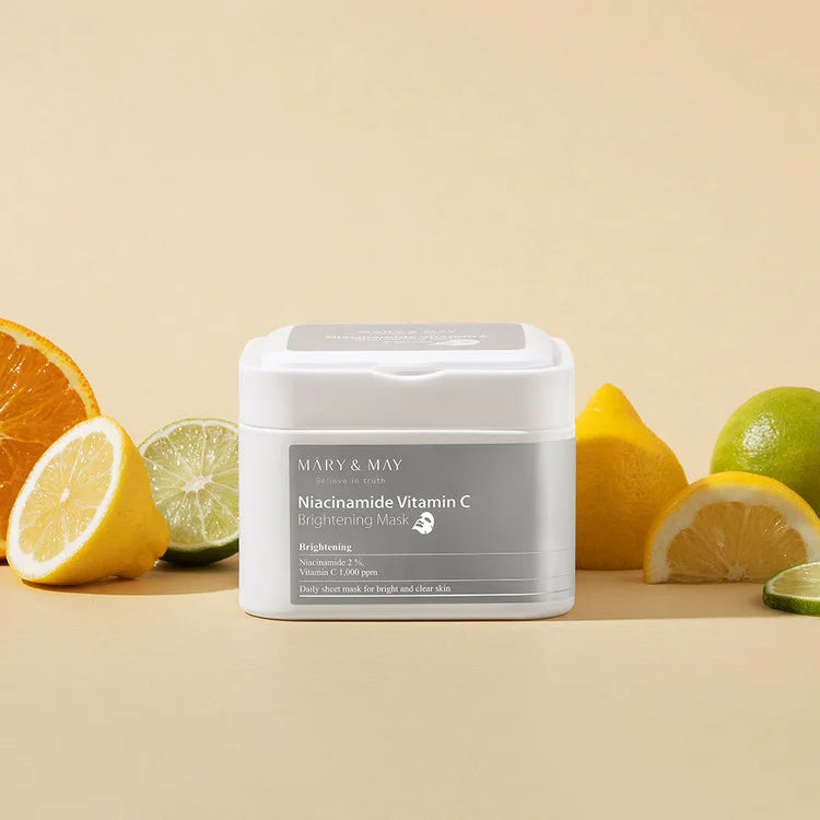 Mary&May - Niacinamide Vitamin C Brightening Mask - 30vnt lakštinių kaukių rinkinys grozioplanas.lt