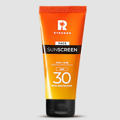 BYROKKO Face Sunscreen - Apsauginis veido kremas nuo saules SPF 30, UVA ir UVB spindulių, drėkinantis losjonas tinka jautriai odai ir vaikams