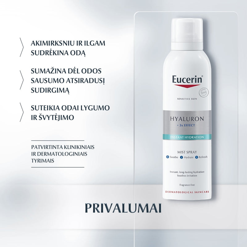 Eucerin - Purškiama veido dulksna su Hialurono rūgštimi sausai ir jautriai odai