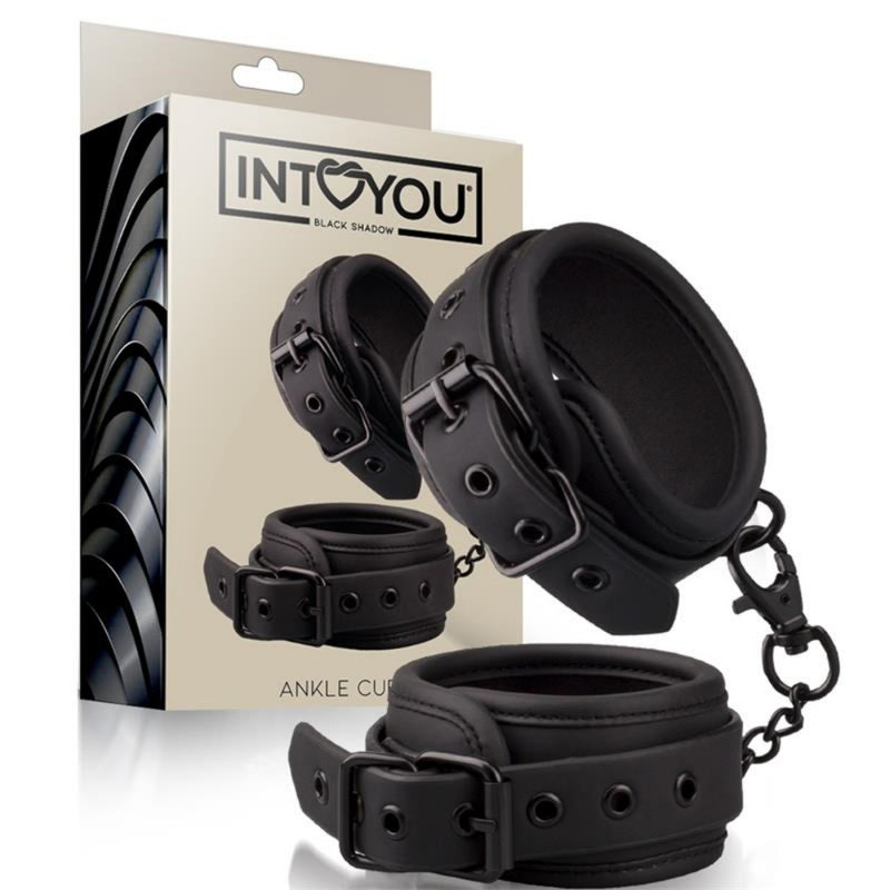 BDSM Veganiškos odos Antrankiai sekso žaidimams - IntoYou BLACK SHADOW Ankle Cuffs