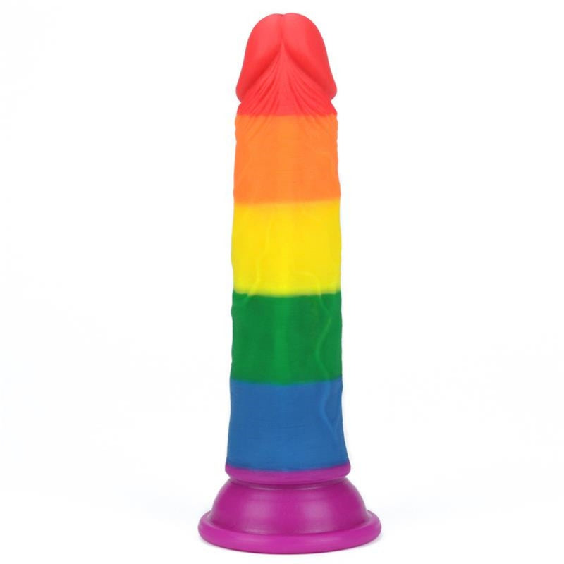 Realistiškas Silikoninis Dildo Falo imitatorius LGBT vaivorykštės spalvų - LoveToy PRIDER 7.0"