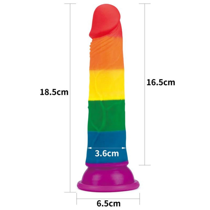 Realistiškas Silikoninis Dildo Falo imitatorius LGBT vaivorykštės spalvų - LoveToy PRIDER 7.0"