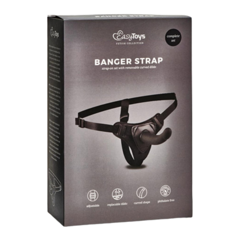 Strap On diržas su Silikoniniu Dildo - EasyToys Banger Strap BLACK