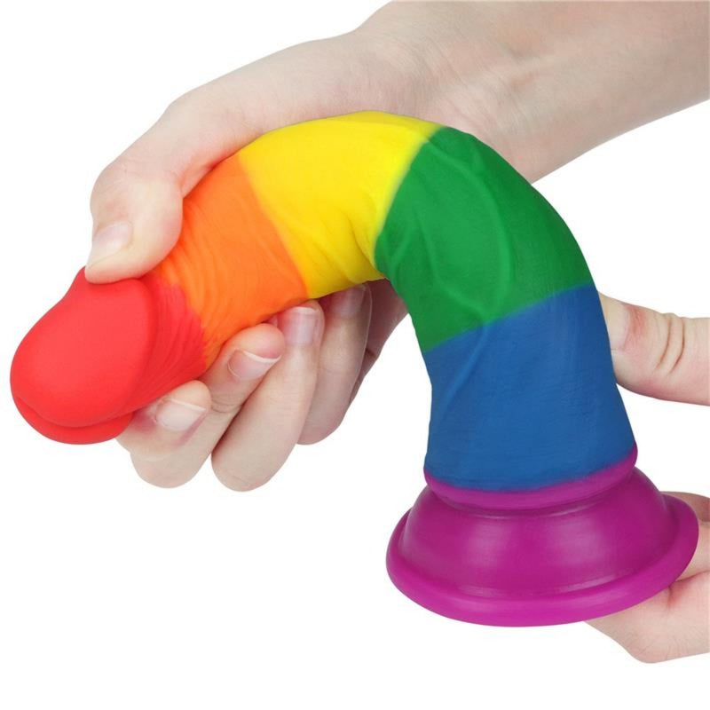 Realistiškas Silikoninis Dildo Falo imitatorius LGBT vaivorykštės spalvų - LoveToy PRIDER 7.0"