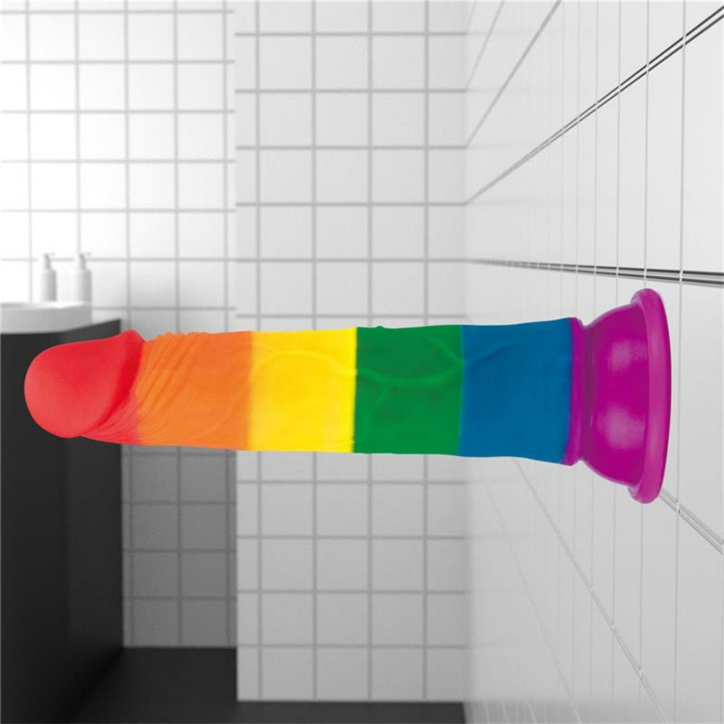 Realistiškas Silikoninis Dildo Falo imitatorius LGBT vaivorykštės spalvų - LoveToy PRIDER 7.0"