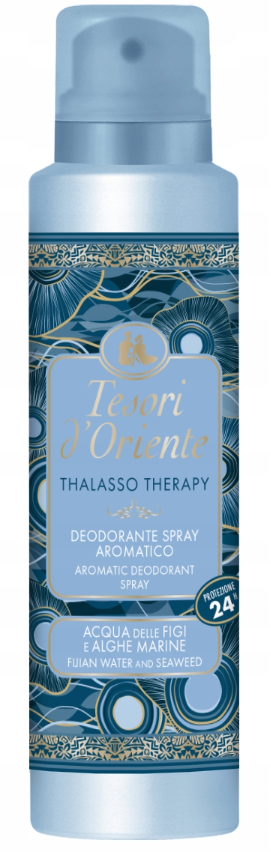 Tesori d'Oriente THALASSO THERAPY Purškiamas dezodorantas, vyriškas dezodorantas, gaivina odą ir saugo nuo nemalonaus kūno kvapo iki 24 valandų, netepa drabužių, nepalieka dėmių, apsauga nuo prakaito iki 48 valandų