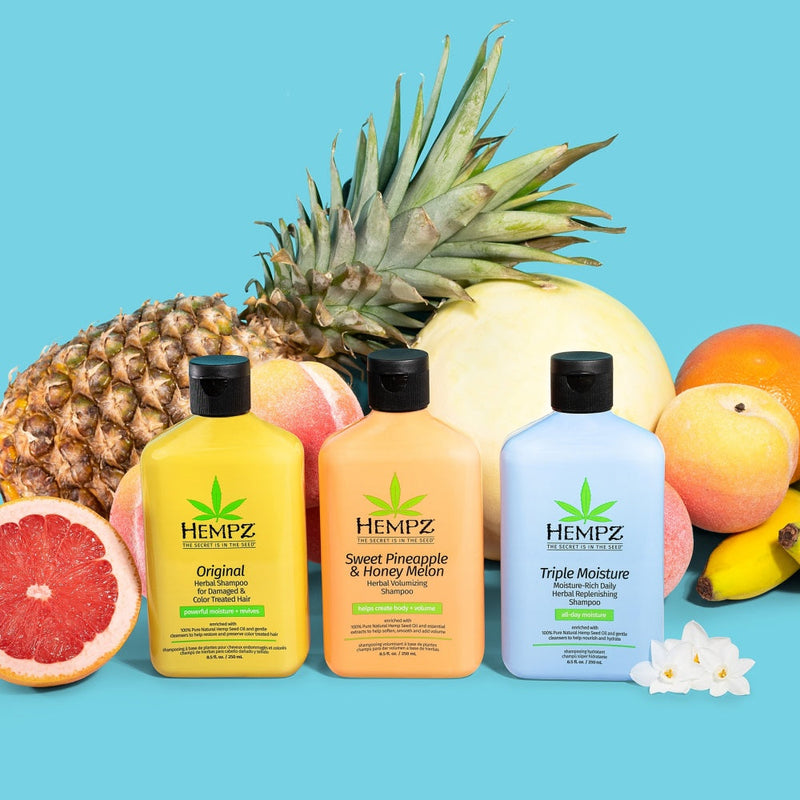 Hempz Triple Moisture Intensyviai Drėkinantis ir Plaukų augimą skatinantis Šampūnas su Kanapių aliejumi sausiems ir pažeistiems plaukams