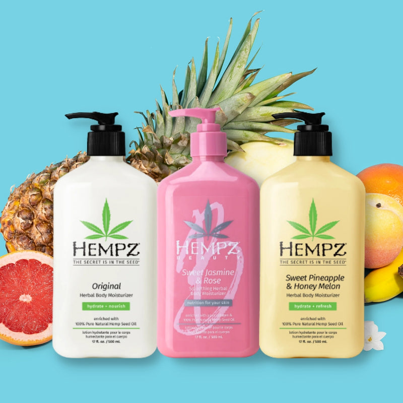 Hempz Greipfrutų ir Himalajų Druskos Drėkinantis Kūno Kremas su Kanapių aliejumi maitina ir drėkina sausą odą, neleidžia įdegiui išblukti - Fresh Fusions Pink Pomelo & Himalayan Sea Salt Herbal Body Moisturizer & Tan Extender