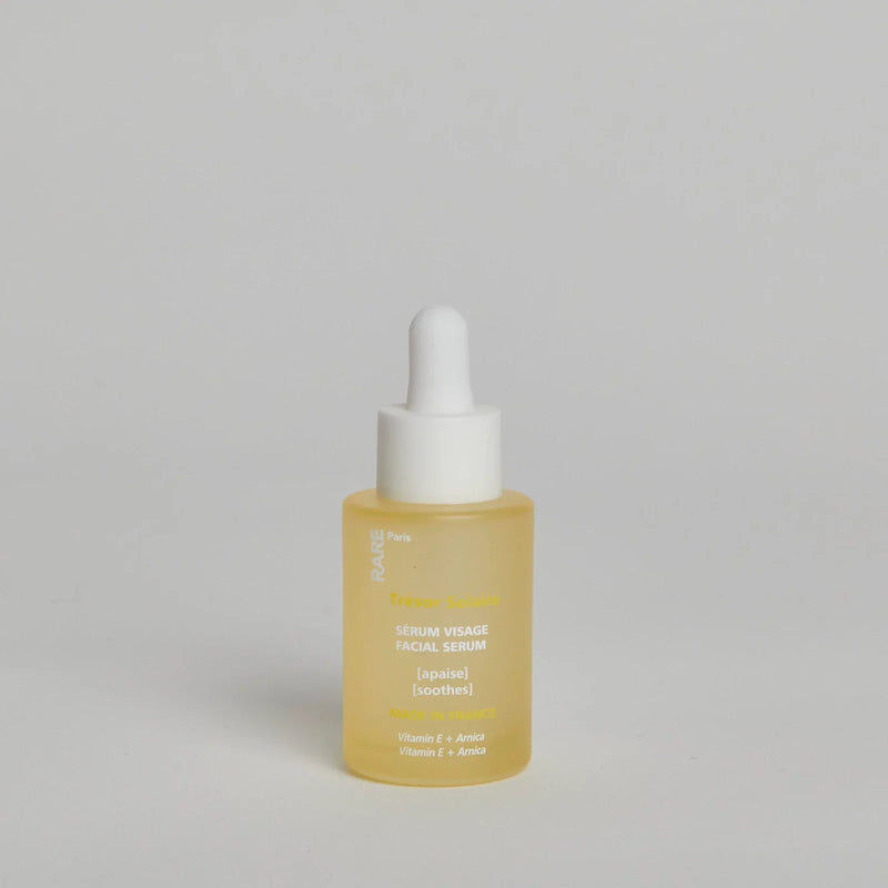 RARE Paris Face Serum Trésor Solaire - Raminantis Veido Serumas, Valomasis Veido Serumas su Vitaminu E, sausai ir jautriai odai, drėkinantis serumas, maitinantis serumas, serumas su vitaminais