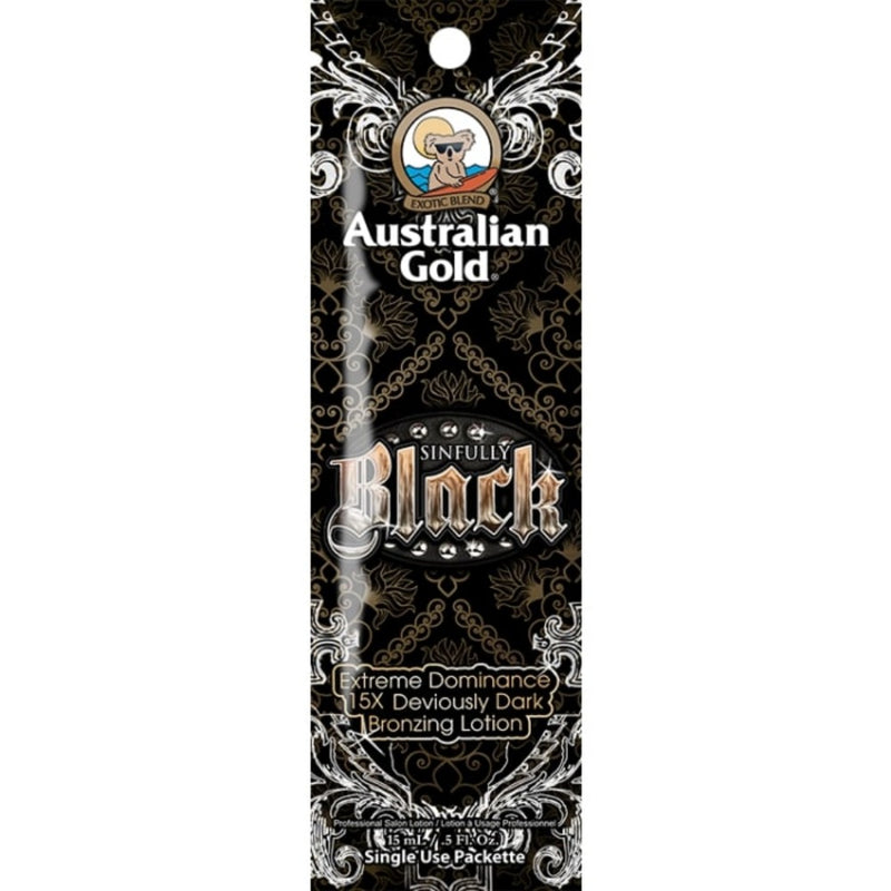 Soliariumo įdegio kremas Australian Gold SINFULLY BLACK 15ml su 15x natūraliais momentiniais bronzantais