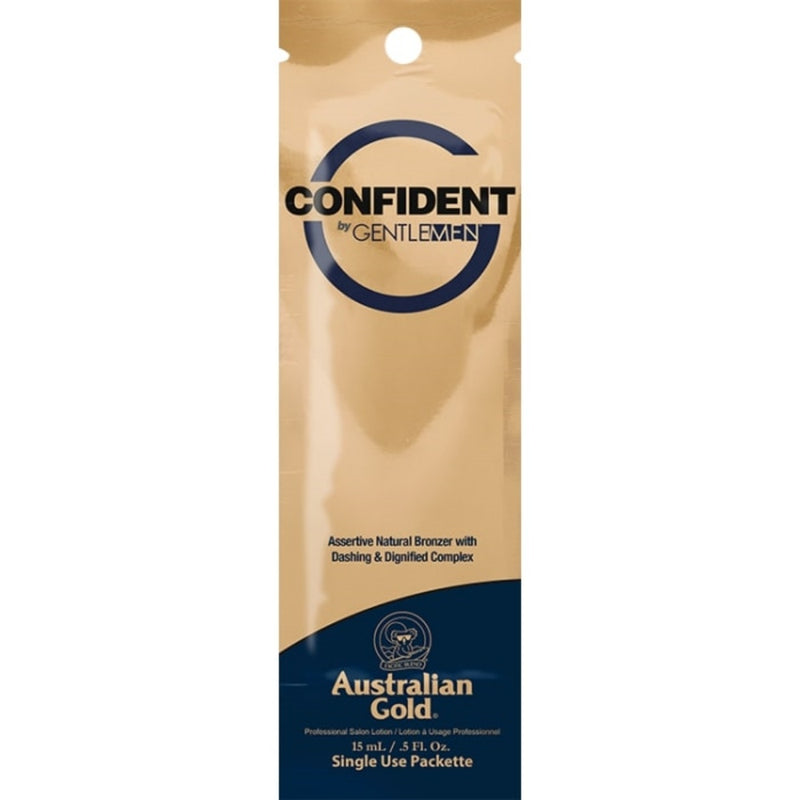 Greito įdegio soliariumo įdegio kremas vyrams Australian Gold CONFIDENT BY G GENTLEMEN 15ml mėginukas