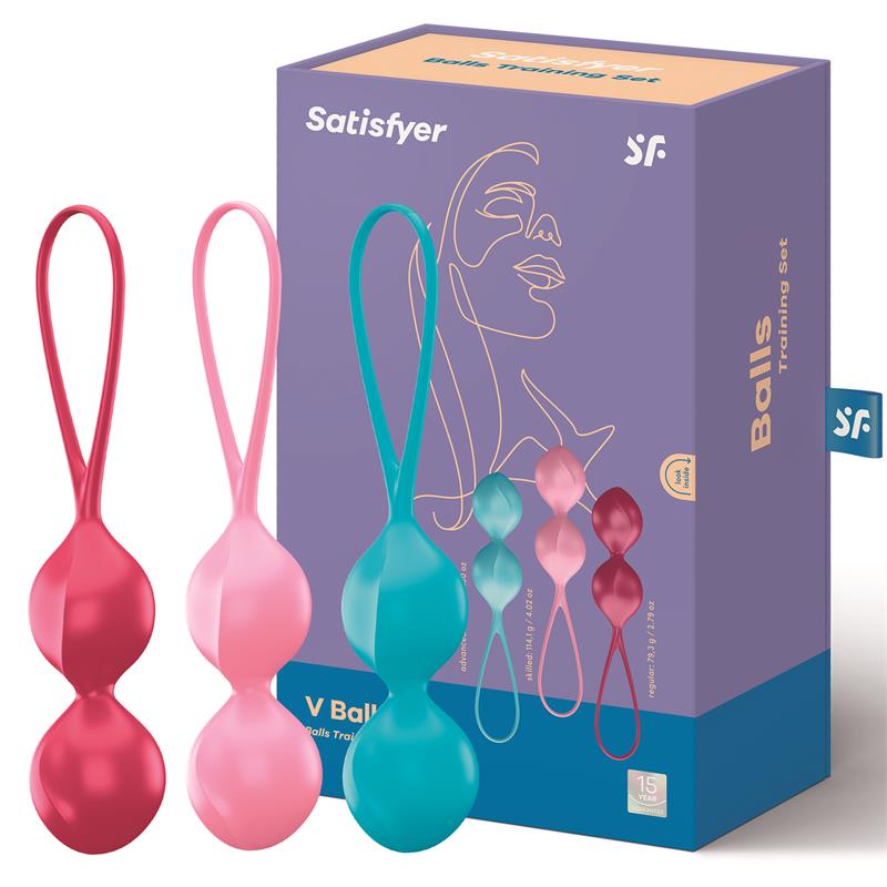 Vaginaliniai kamuoliukai Kėgelio pratimams - Satisfyer V Balls Kegel Training Set