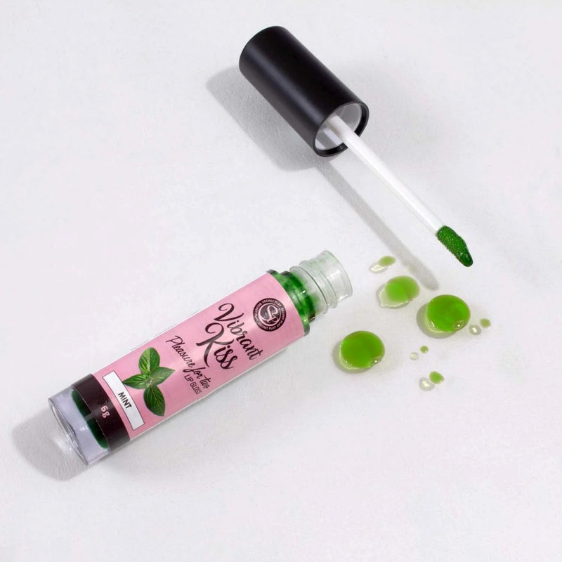 Mėtų Skonio Vibruojantis Lūpų Blizgis - Secret Play Vibrating Lip Gloss, oraliniam seksui ir aistringiems bučiniams